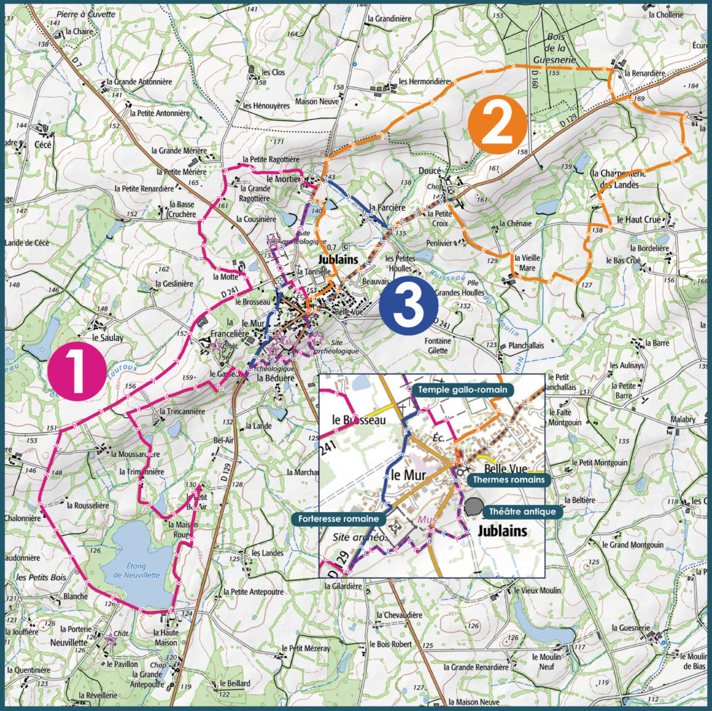 Carte chemins rando Jublains Jublains